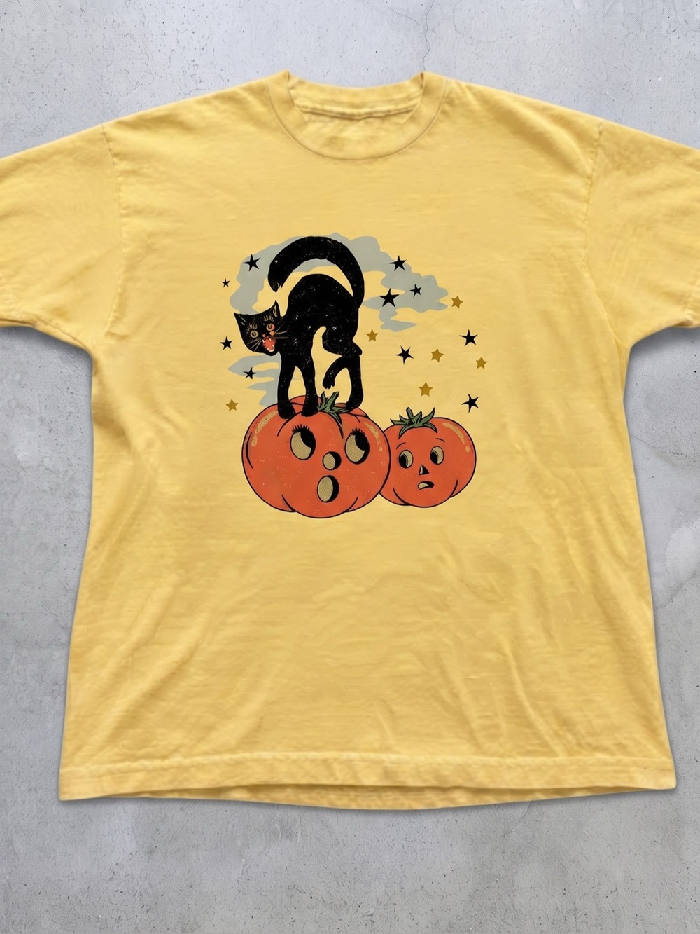 Black Cat Pumpkin Patch Graphic Mustard
Yellow Gildan T-Shirt Tee